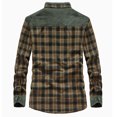 thumbnail image 3 of IROINNID Men's Long Sleeve V-Neck Plush Mid-Length Jacket Plaid Leisure Autumn And Winter Plus Velvet Shirt, 3 of 8