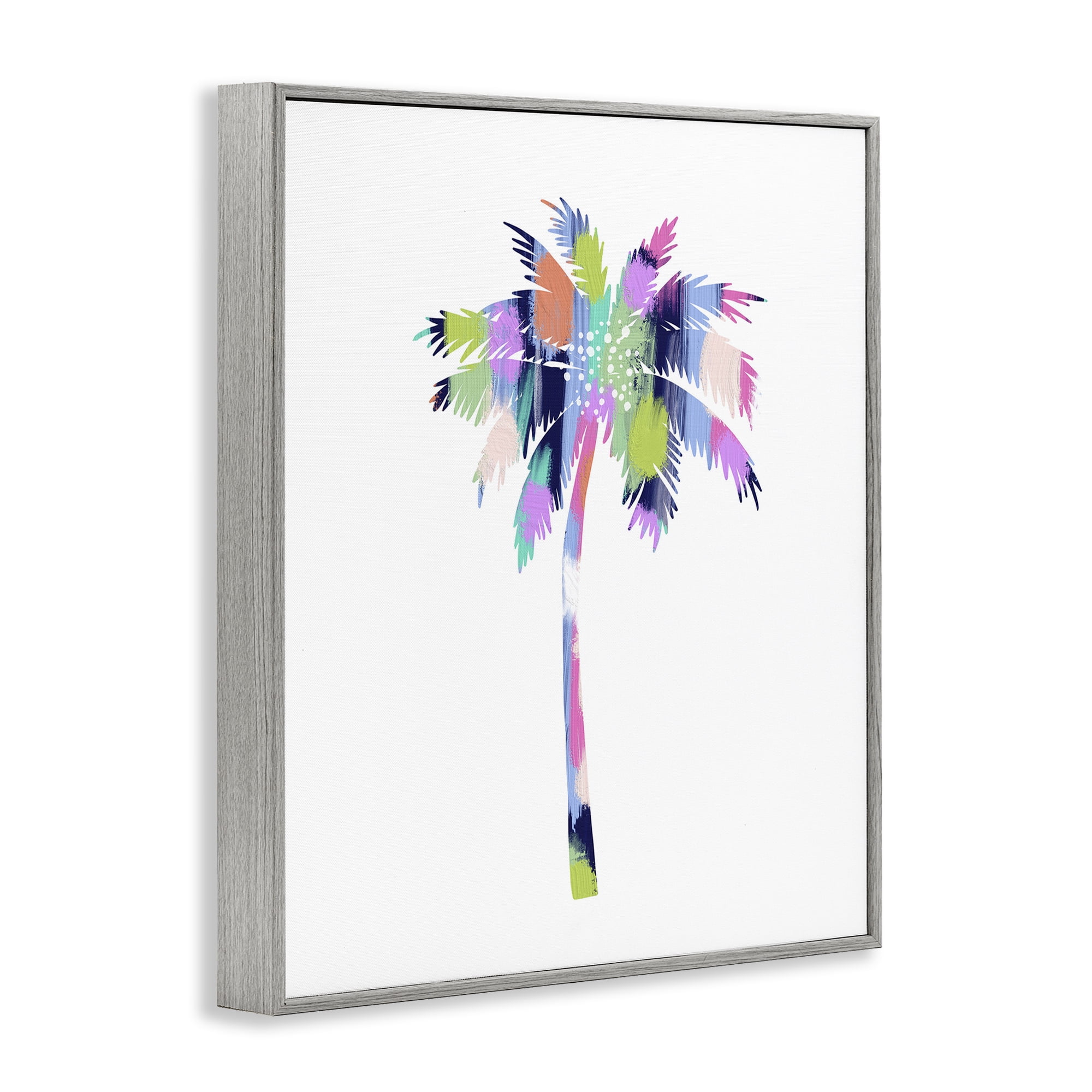 Stupell Industries Patterned Palm Tree Botanical & Floral Painting Gray Framed Art Print Wall Art, 16 x 20