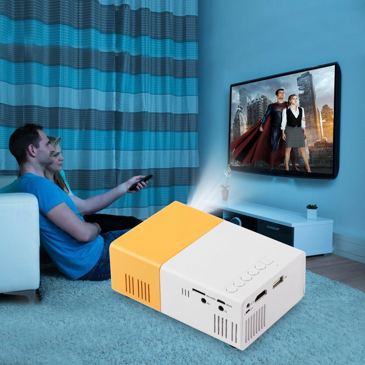 EIMELI Native 1920x 1080P Projector 7200 Lux Upgrade Full HD Video Projector, 50 4D Keystone Correction Support 4K, LCD LED Home Theater Projector Compatible with Phone,PC,TV Box,PS4