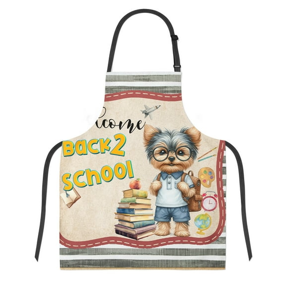 Welcome Yorkshire Terrier Back to School Vintage Retro Apron Yorkie Dog Lover Gifts for Cooking Grilling Baking Painting Gardening - 02012