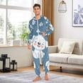 thumbnail image 4 of White Puppy Flowers Adult Onesie Pajamas Slim Fit Christmas One Piece Suit Pjs for Women and Men Hooded Zipper, 4 of 7