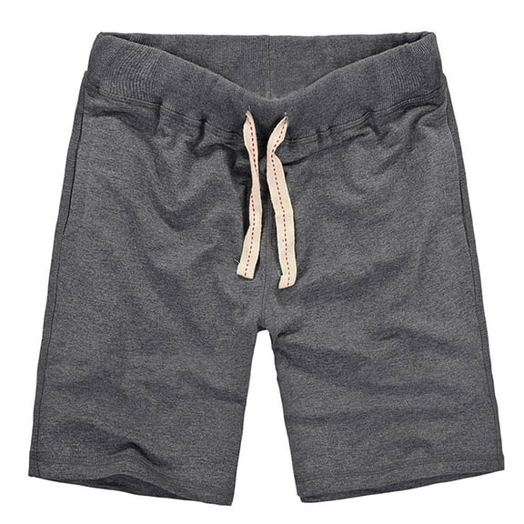 JUUYY Mens Summer Pure Cotton Loose Sports Shorts Casual Soft Comfortable Breathable Elastic Waist Drawstring Solid Color Slim Fit Straight Five Point Pants Dark Gray XXL