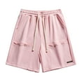 thumbnail image 2 of Vibrex Men's Shorts, Men Casual Comfy Fashion Solid Shorts Regular Elastic Waist Beach Pants,Men's Shorts with Zipper Pockets Pink_XL, 2 of 3