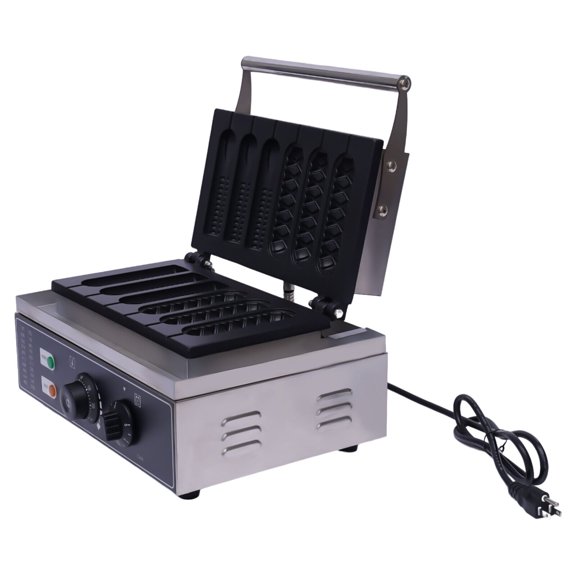 Commercial Hot Dog Waffle Maker Machine Non-Stick Electric 6pcs Waffle Hot Dog Maker