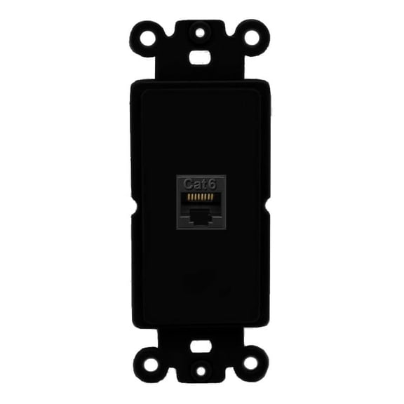 RiteAV 1 Port Cat6 Ethernet Wall Plate Female-Female - Rocker [Black/Black]