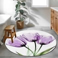 thumbnail image 4 of Area Rug 48in, Purple Tulip Blossom Flower Floor Carpet Living Room Rug, Spring Abstract Floral Green Leaf Non-Slip Welcome Mat Indoor Rugs for Bedroom Dining Room, 4 of 9