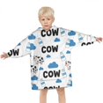 thumbnail image 3 of White Cow Milk Cloud Pattern Blanket Hoodies for Kids 6-13YR Oversize Wearable Blanket Hoodies for Boys Girls Teens, 3 of 7
