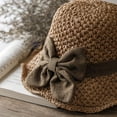 thumbnail image 5 of Versatile Retro Woven Handmade Sun Hat with Ruffled Bow Elegant Crochet Hats for Women Foldable Breathable Beach Hat Wide Brim Womens Straw Hat, 5 of 9
