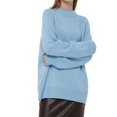 thumbnail image 3 of Suéteres de Gran Tamaño para Mujer, Conjuntos de Otoño 2025, Cuello Redondo, Mangas Largas, Jerseys de Punto A . Azul M, 3 of 8
