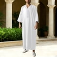 thumbnail image 2 of Linen Thobe Traditional Long Shirt For Men Featuring Side Pockets And Breathable Fabric Ideal For Casual Everyday Wear, 2 of 8