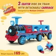 thumbnail image 3 of JOYLDIAS 12V 2 Seater Toy Ride on Train with Detachable Carriage, Music, Train Honk, Lights, High/Low Speed and Storage, Blue, 3 of 8