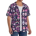 thumbnail image 4 of Cauagu cute Skull rainbow mushroom Men's Short Sleeve Button Down Hawaiian Shirt for Men Bowling Shirts Casual Summer Beach Shirt,Medium, 4 of 6