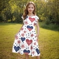thumbnail image 4 of Odeerbi Kids Teen Girls Independence Day A-Line Ruffled Dress Summer Patriotic Star Stripe Round Neck Casual Dress with Pockets, 4 of 6