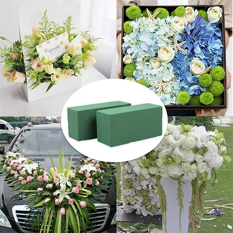 4Pcs Floral Foam Blocks,Casewin Green Wet Dry Flower Foam Plant Foam for  Fresh & Artificial Flower Arrangements DIY Craft 9”L x 4.3”W x 2.6”H 