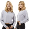 thumbnail image 2 of Women's Lightweight Crop Crewneck Sweatshirt, 80/20 Cotton/Polyester Fleece Long Sleeve Winter Sweater (Blush 1 Pack, S), 2 of 8