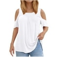 thumbnail image 2 of BLVB Plus Size Tunic for Women Casual Loose Cold Shoulder Shirts Short Sleeve Solid Color Blouses Summer Clothes, 2 of 6