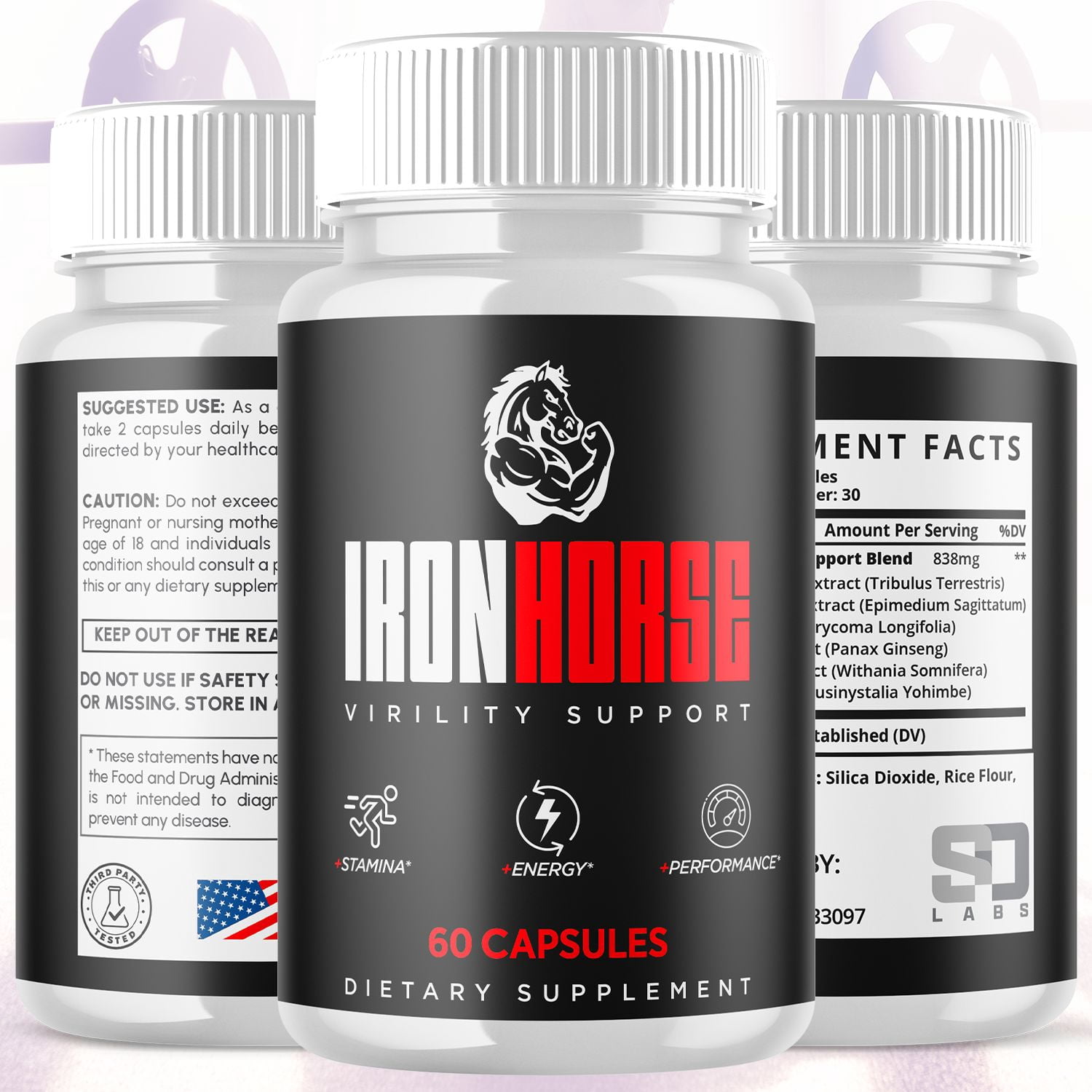 Iron Horse Advanced Formula Pills All Natural Vitamin Supplement IronHorse 300 Capsules