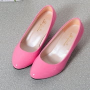 mgoYE Kitten Heels Dress Shoes For Women Ladies Summer Fall Leather Pointed Toe Stiletto High Heels Dressy Shoes|Pink 6.5