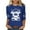 Blue, variant on SOOMLON 3/4 Sleeve Shirts for Women Petite Tunic Cotton Tops Casual Crew Neck Shirts Funny Animal Graphic T Shirts 2025 Trendy Spring Summer Ladies Tops Loose Fit Y2k Basic Outfits Pullover Blue XL