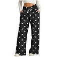 thumbnail image 1 of Zysthvn Polka Dot Lightweight Pants Women Summer Plus Size Casual Wide Leg Womens Trousers with Pockets Drawstring Loose Pants, 1 of 4