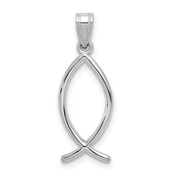 Finest Gold 14K White Gold Ichthus Fish Pendant