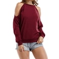 thumbnail image 3 of Womens Halter Neck Top Cut Out Shoulder Blouse Sweatshirts, 3 of 7