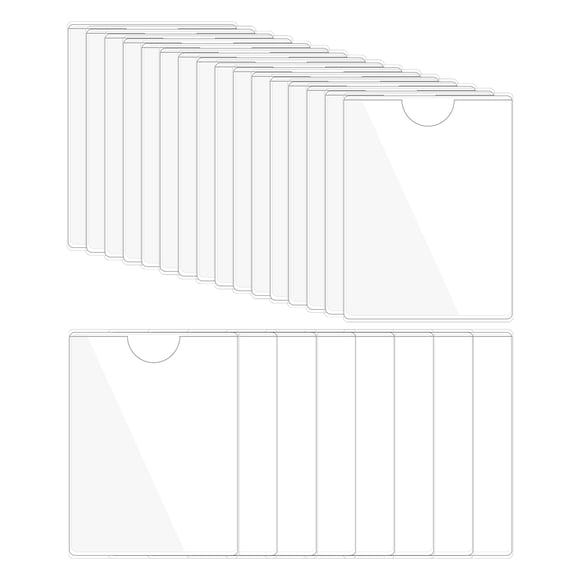 Uxcell 24Pcs 3.9x2.8" Self Adhesive Index Card Pockets with Top Open for Loading, Clear