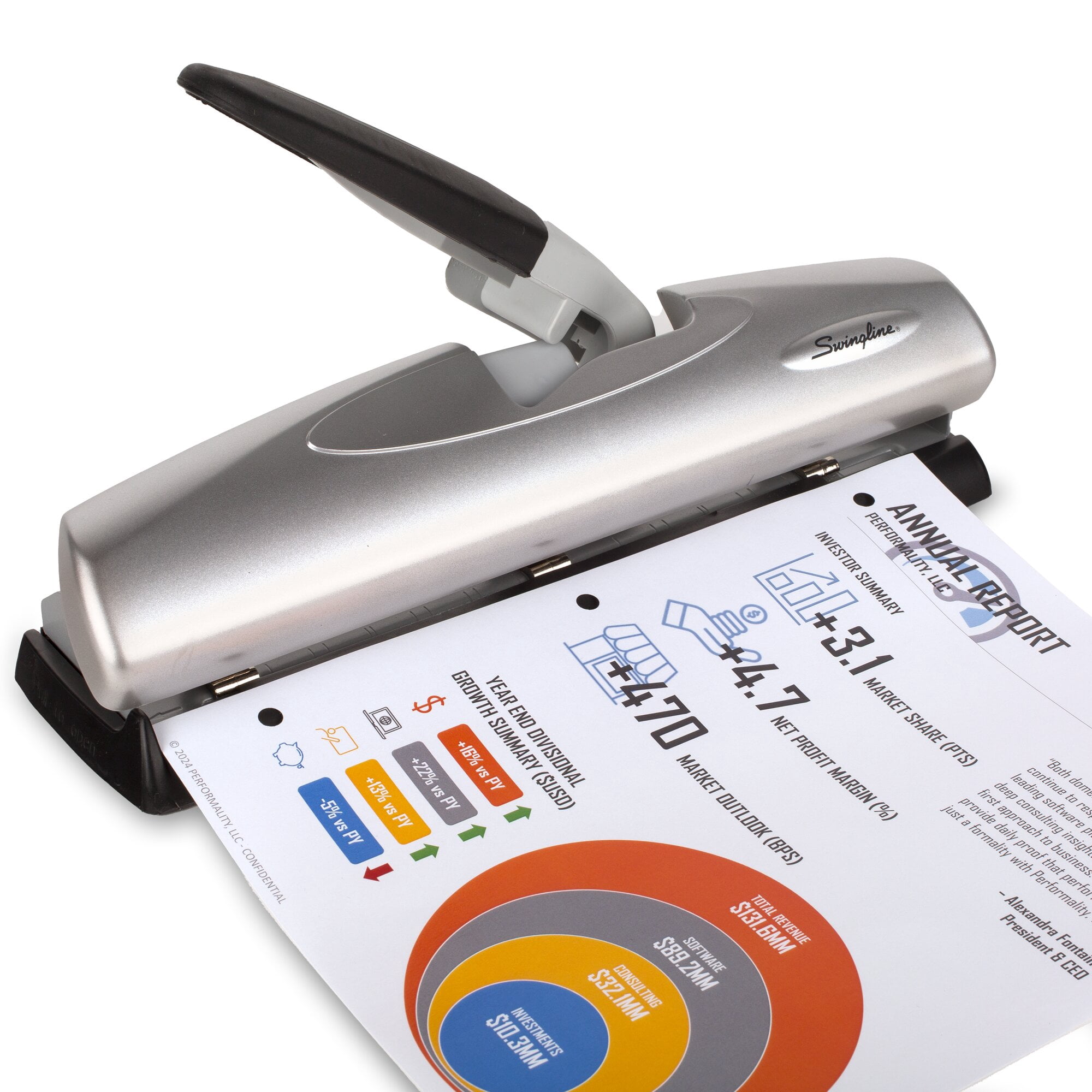 Swingline LightTouch High Capacity Desktop Punch, 2-7 Holes, 20 Sheets