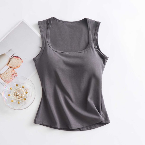 Pijama de manga corta para mujer, de verano, color liso, con tirantes y acolchado en el pecho, ropa interior sin mangas y pijama. Blusa de poliéster para mujer.
