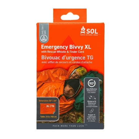 Survive Outdoors Longer Emergency Bivvy XL w/ Rescue Whistle