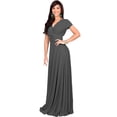 thumbnail image 5 of KOH KOH Long V-Neck Flowy Cap Short Sleeve V-Neck Bridesmaid Wedding Guest Party Formal Summer Sundress Tall Gown Maxi Dress Dresses For Women Pewter Gray Grey Medium US 8-10 NT074, 5 of 7