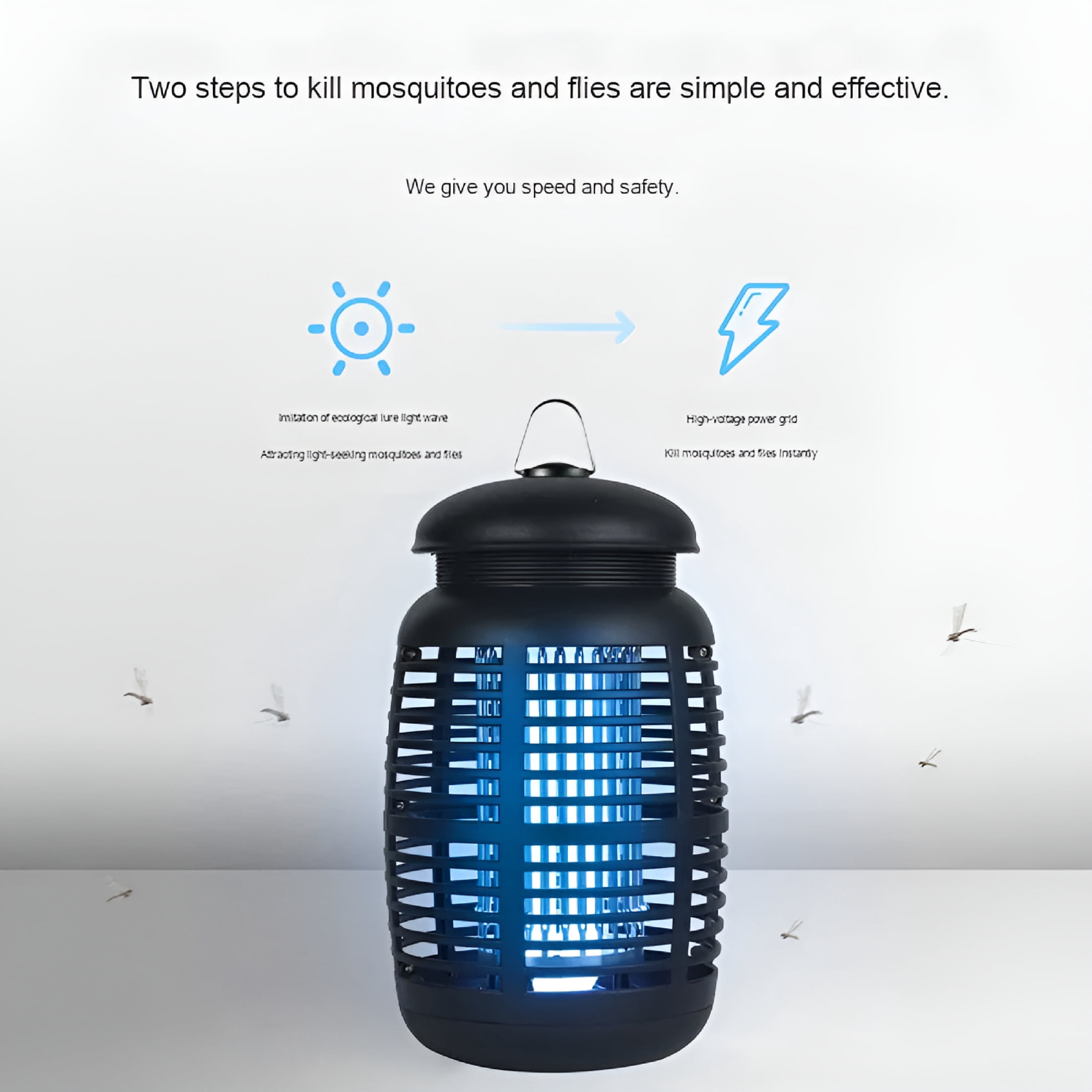 HIBIBUD Electric Mosquito Zapper,4200V Insect Killer,Waterproof Fly Trap for Outdoor Use