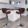 thumbnail image 4 of Contemporary Blue Fabric Adjustable Height Barstool with Curved Back and Chrome Base, 4 of 6