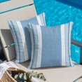 thumbnail image 2 of Throw Pillow Covers 16x16 Inch, Vintage Sky Blue Striped Decorative Pillow Cases for Couch Sofa Bed, Farmhouse Modern Stripes Boho Texture Cotton Linen Square Home Decor Pillowcases, 2 of 9