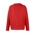 thumbnail image 5 of Women's Sweater Cute Fun Printing Sweater Fall And Winter Long Sleeve Knitted Sweater for Fall Winter Solid Color Basics,Red,L, 5 of 7