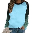 thumbnail image 2 of Womens Colourblock Crewneck Sweatshirts Loose Fit Lightweight Gradient Shirt Casual Raglan Long Sleeve Pullover Tunic Tops, 2 of 5