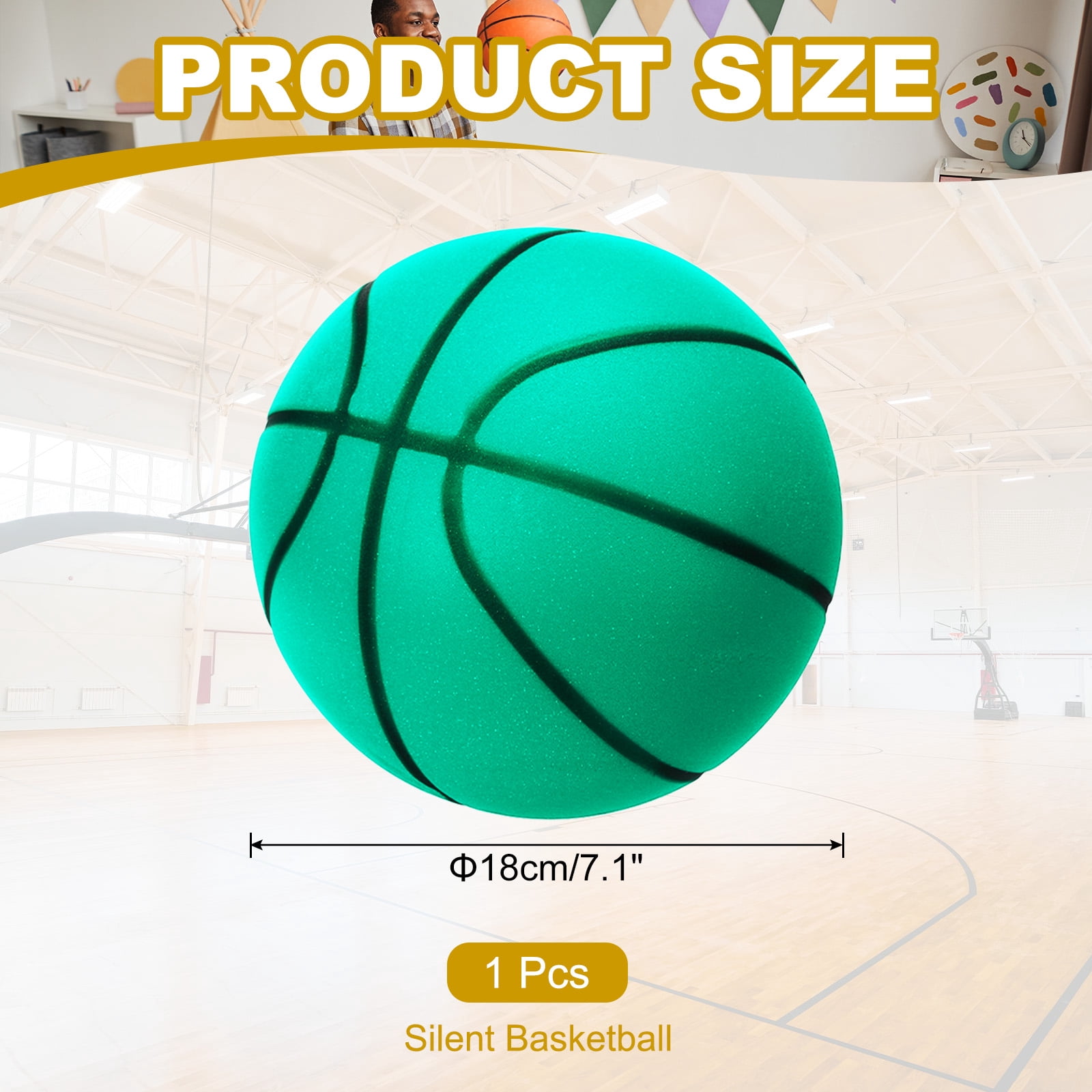 Uxcell Silent Basketball, Size 3 No Noise High-Density Foam Dribbling Indoor Basketball for Quiet Dribbling and Indoor Training, Green