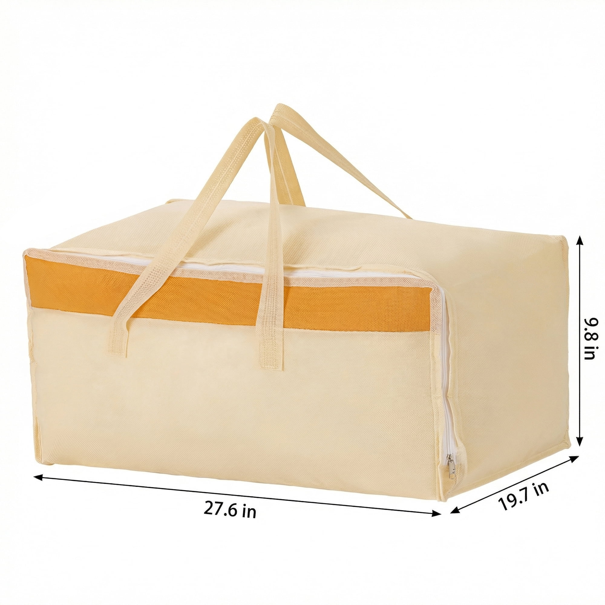 Unique Bargains Foldable Storage Bags for Taking in Clothes Beige 27.6"x19.7"x9.8"