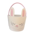 thumbnail image 3 of Cesta de conejito de Pascua con asa, adorable bolsa de golosinas vacía, organizador de almacenamiento Rosa y blanco, 3 of 9