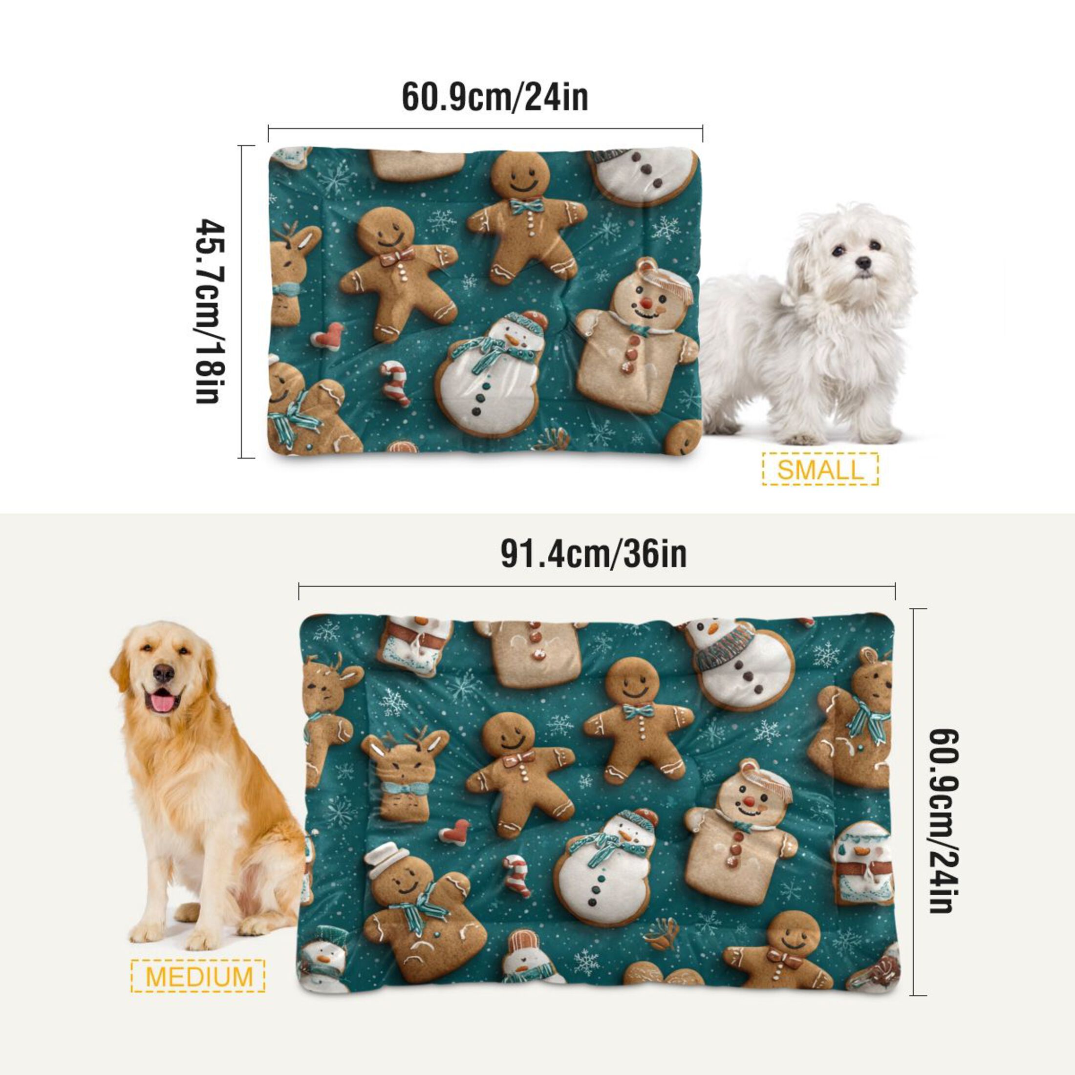 Cozy Mat Pet Bed Indoor Outdoor Warm Soft For Cat Dog Puppy(S/M) Snowmen Reindeer