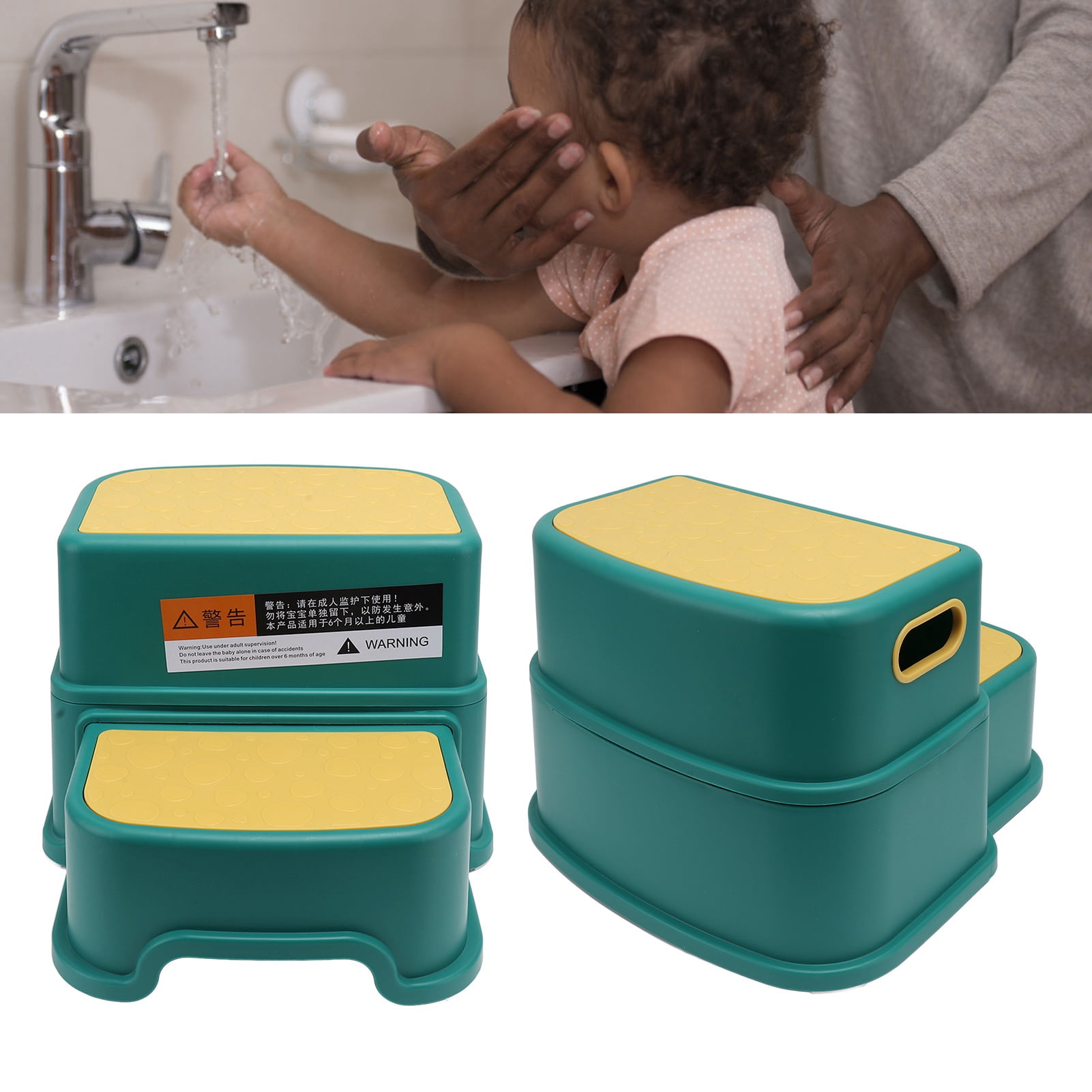 Marchepied Enfant 2 Marches Antidérapant - Design Sécurisé, Hauteur Réglable, Pour Salle De Bain Et Douche (Gris Et Blanc)