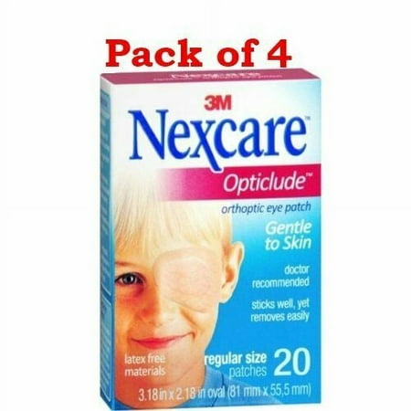 4-Pack 3M 1539 Nexcare Opticlude Orthoptic Eye Patch Regular 3.18 in. x 2.18 in (4 Boxes of 20)