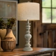 thumbnail image 5 of Oneach Farmhouse Table Lamp for Living Room Bedroom 27.5" Retro Antique White Nightstands Bedside Lamp Resin, 5 of 8