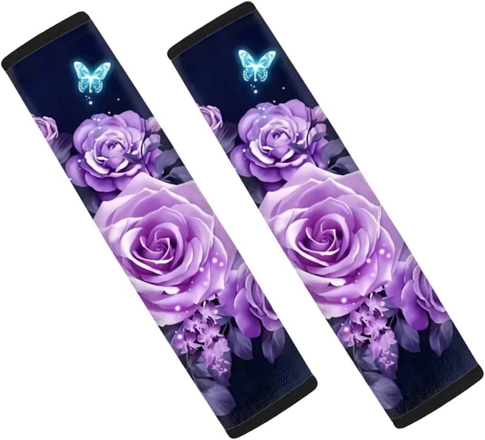 FKELYI 2 Pieces Floral Rose Car Seat Belt Pads Cover AntiSkid Strap