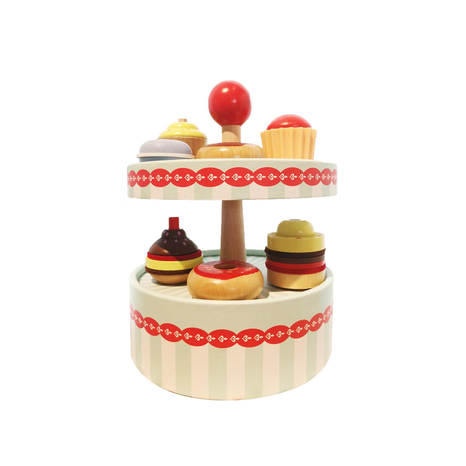 6pcs Kids Play Food Toy Cake Desserts Tower 3-Tier Children Role Play Toys 