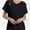 Black, variant on Women's V Neck T Shirts Casual Rolled Short Sleeve Side Split Summer Tops Loose Fit