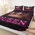 thumbnail image 3 of Feelyou Kid Princess Crown Queen Sheet Sets, Fashion Black Pink Bed Set, 4 Pieces, 3 of 7