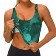 thumbnail image 3 of Gukieu Green Gold Glitter Print Women's Sports Vest, Low-neck U-shaped Removable Pad Sports Bra for Yoga, Exercise, Dance-X-Large, 3 of 8