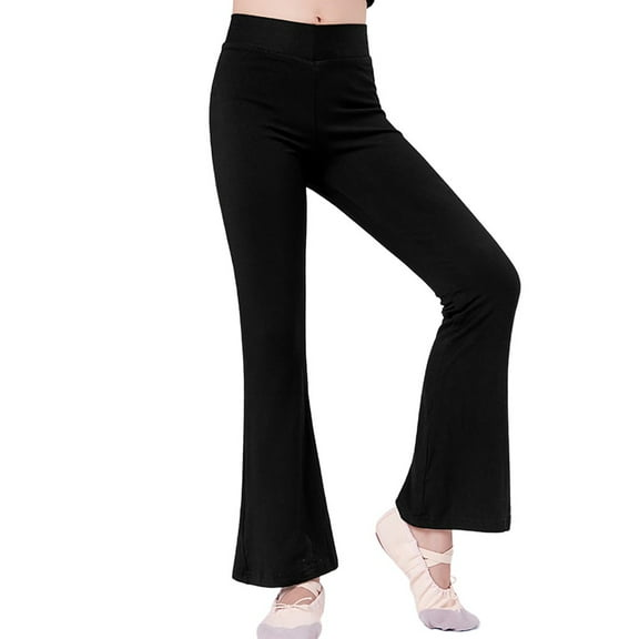 URMAGIC Toddler Girl Bell Bottom Flare Pants Solid Color Casual Elastic Waist Wide Leggings Trousers Kids Yoga Pants