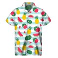 thumbnail image 3 of Camisa hawaiana con estampado de sandía colorida 2024, camisetas de verano de manga corta con botones de frutas estampadas en 3D, ropa para hombre, blusa con solapa, 3 of 5